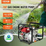 VEVOR Gasoline Engine Water Pump Gas Powered Transfer Pump 80 mm 7HP 4-Stroke - Front View