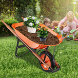 VEVOR Wheelbarrow Cart One Wheel Garden Dump Cart 330 lbs Yard Utility Cart - Low Angle