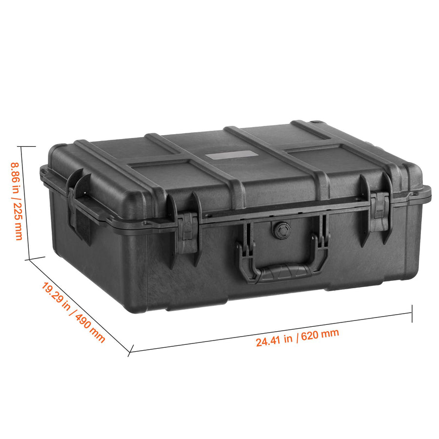 Weatherproof Hard Case, Heavy Duty Protective Dry Box Case with Pre-cut Foam, and Retractable Pull Handles for Travel, Hunting, Military, Tactical, IP67 Waterproof Case for Cameras (56.1x37x26)