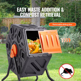 VEVOR Compost Bin 18.5 Gal Composter Tumbler Rotating Outdoor with Sliding Door - Side View