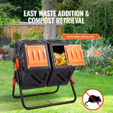 VEVOR Compost Bin 37 Gal Dual-Chamber Composter Tumbler Rotating Sliding Doors - Side View