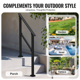 VEVOR 2 PCS 2-3 Handrails for Outdoor for Seniors Porch Deck Black Square Tube - Rear View