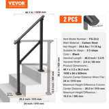 VEVOR 2 PCS 2-3 Handrails for Outdoor for Seniors Porch Deck Black Square Tube - Close-Up Angle