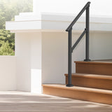 VEVOR 2 PCS 2-3 Handrails for Outdoor for Seniors Porch Deck Black Square Tube - Low Angle