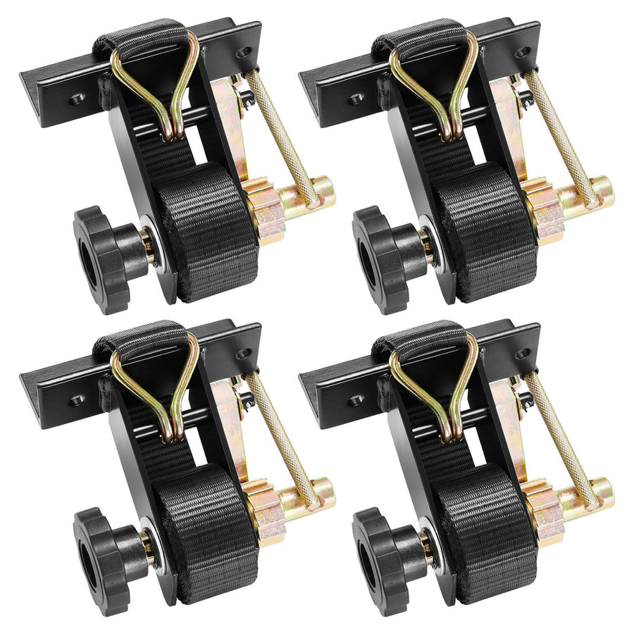 Ladder Rack Ratchet Straps, Black Square Tube Mount, 38 mm Wide x 2.25 m Long Black Ladder Rack Straps with Double J-Hooks, 226.8 kg Load Heavy Duty, Cargo Buckle Lock Strap (4 Pack)