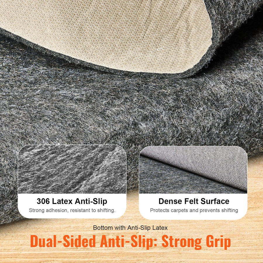 VEVOR Non Slip Rug Pad Gripper 9' x 12' Carpet Mat 0.24" Thick for All Floor, image 3