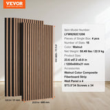 VEVOR Wood Slat Acoustic Panels 23.6 x 47.2 inch for Modern Wall Decor Walnut - Close-Up Angle