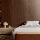 VEVOR Wood Slat Acoustic Panels 23.6 x 47.2 inch for Modern Wall Decor Walnut - Low Angle