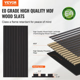 VEVOR Wood Slat Acoustic Panels 23.6 x 47.2 inch for Modern Wall Decor Black Oak - Front View