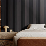 VEVOR Wood Slat Acoustic Panels 23.6 x 47.2 inch for Modern Wall Decor Black Oak - Close-Up Angle