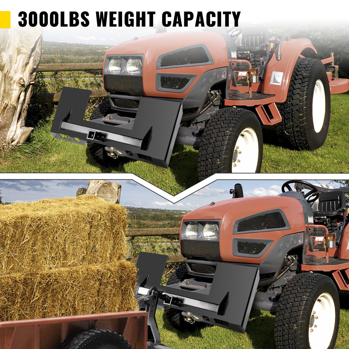 VEVOR Universal Skid Steer Mount Plate 6.35mmThick Skid Steer Plate Attachment1360.78kgWeight Capacity Quick Attach Mount Plate Steel Adapter Loader