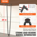 VEVOR 711.2MM Hairpin Furniture Legs, Metal Home DIY Projects for Nightstand, Coffee Table, Desk, 226.8KG Load Capacity with Rubber Floor Protectors,