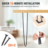 VEVOR 711.2MM Hairpin Furniture Legs, Metal Home DIY Projects for Nightstand, Coffee Table, Desk, 226.8KG Load Capacity with Rubber Floor Protectors,