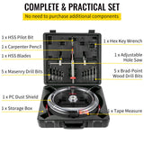 VEVOR Adjustable Hole Saw Cutter Kit, 1-5/8" to 11-13 /16" (40-300 mm), Recessed Hole Saw with PC Dust Shield, Two Replaceable Pilot Drill Bits, for