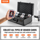 VEVOR Graded Card Storage Box, 5 Slots, Graded Sports Cards Holder Carrying Case with Coded Lock Foam Dividers, for 162 PSA Graded Cards 115 BGS Cards