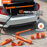 VEVOR 4 Ton Porta Power Kit, Portable Hydraulic Jack with 3.9 ft/1.2 m Oil Hose, Auto Body Frame Repair Kit with Storage Case for Car Repair, Truck, Farm (8800 LBS) - Front View