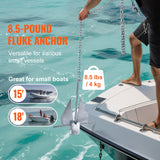 VEVOR Fluke Anchor 8.5 LBS Galvanized Steel Boat Anchor Chain Rop Two Shackles - Side View