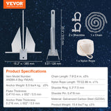VEVOR Fluke Anchor 8.5 LBS Galvanized Steel Boat Anchor Chain Rop Two Shackles - Close-Up Angle