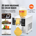 Commercial Snowflake Ice Machine, 375LBS/24H Snowflake Ice Maker, Stainless Steel Ice Shaver Machine,, Electric