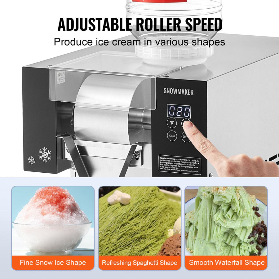 Commercial Snowflake Ice Machine, 375LBS/24H Snowflake Ice Maker, Stainless Steel Ice Shaver Machine,, image 3