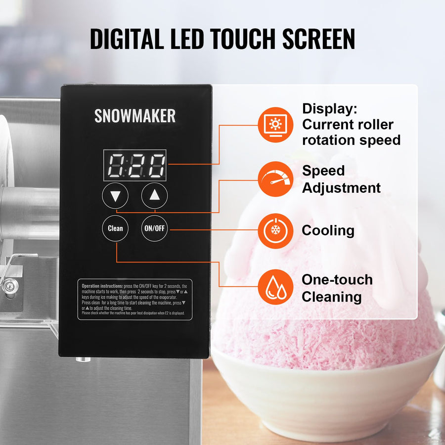 Commercial Snowflake Ice Machine, 375LBS/24H Snowflake Ice Maker, Stainless Steel Ice Shaver Machine,, image 4