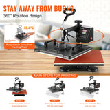 VEVOR 1400W Heat Press Machine 8 In 1 Sublimation Steel Frame Heat Presses with Temperature And Time Control (12X15INCH 8IN1) - Rear View