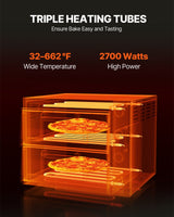 Commercial Pizza Oven Countertop, 14-Inch Double Deck Layer, Stainless Steel Electric Pizza Oven with Stone and Handle, Multipurpose Indoor Pizza Maker for Restaurant Home Pretzels Baked - Side View