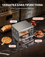 Commercial Pizza Oven Countertop, 14-Inch Double Deck Layer, Stainless Steel Electric Pizza Oven with Stone and Handle, Multipurpose Indoor Pizza Maker for Restaurant Home Pretzels Baked