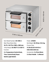 Commercial Pizza Oven Countertop, 14-Inch Double Deck Layer, Stainless Steel Electric Pizza Oven with Stone and Handle, Multipurpose Indoor Pizza Maker for Restaurant Home Pretzels Baked - Close-Up Angle