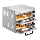 Commercial Pizza Oven Countertop, 14-Inch Double Deck Layer, Stainless Steel Electric Pizza Oven with Stone and Handle, Multipurpose Indoor Pizza Maker for Restaurant Home Pretzels Baked - Extra Image