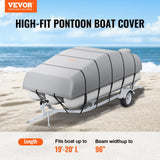 VEVOR Pontoon Boat Cover 800D Waterproof Trailerable 19-20 ft with Storage Bag - Front View