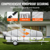 VEVOR Pontoon Boat Cover 800D Waterproof Trailerable 19-20 ft with Storage Bag - Top-Down View