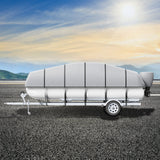 VEVOR Pontoon Boat Cover 800D Waterproof Trailerable 19-20 ft with Storage Bag - Low Angle