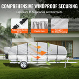 VEVOR Pontoon Boat Cover 800D Waterproof Trailerable 23-24 ft with Storage Bag - Top-Down View