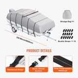 VEVOR Pontoon Boat Cover 800D Waterproof Trailerable 23-24 ft with Storage Bag - Close-Up Angle