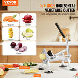 VEVOR Commercial Vegetable Slicer, 1/4 inch Fruit Slicer, Stainless Steel and Aluminum Alloy Vegetable Cutter Slicer Machine, Manual Slicer with Non-slip Feet, for Radishes, Onions, Potatoes, Lemons - Front View