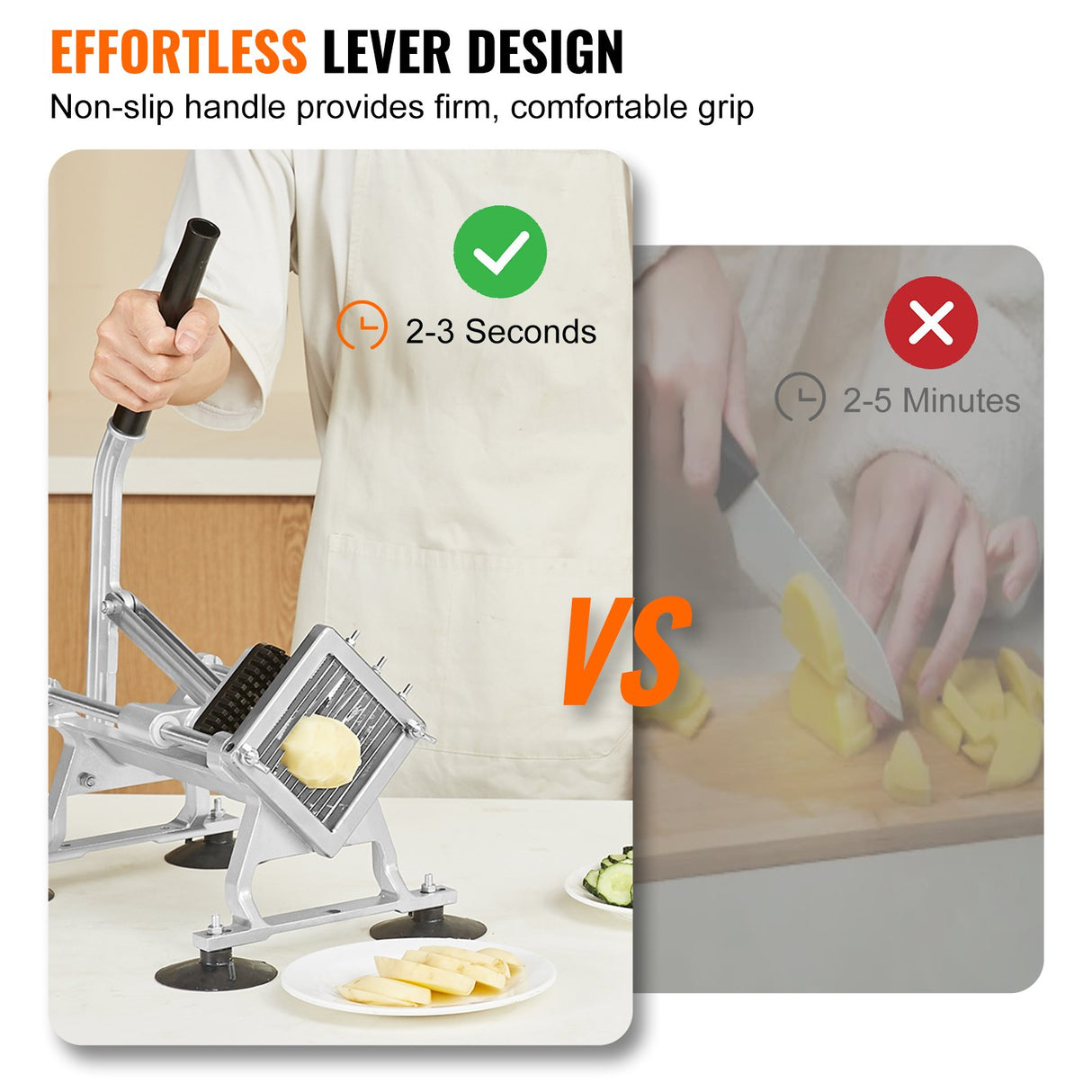 VEVOR Commercial Vegetable Slicer, 1/4 inch Fruit Slicer, Stainless Steel and Aluminum Alloy Vegetable Cutter Slicer Machine, Manual Slicer with Non-
