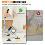 VEVOR Commercial Vegetable Slicer, 1/4 inch Fruit Slicer, Stainless Steel and Aluminum Alloy Vegetable Cutter Slicer Machine, Manual Slicer with Non-slip Feet, for Radishes, Onions, Potatoes, Lemons - Side View