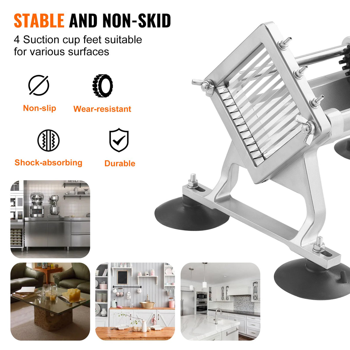VEVOR Commercial Vegetable Slicer, 1/4 inch Fruit Slicer, Stainless Steel and Aluminum Alloy Vegetable Cutter Slicer Machine, Manual Slicer with Non-