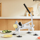 VEVOR Commercial Vegetable Slicer, 1/4 inch Fruit Slicer, Stainless Steel and Aluminum Alloy Vegetable Cutter Slicer Machine, Manual Slicer with Non-slip Feet, for Radishes, Onions, Potatoes, Lemons - Low Angle