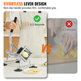 VEVOR Commercial Vegetable Slicer, 1/2 inch Fruit Slicer, Stainless Steel and Aluminum Alloy Vegetable Cutter Slicer Machine, Manual Slicer with Non-slip Feet, for Radishes, Onions, Potatoes, Lemons - Side View