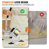 VEVOR Commercial Vegetable Slicer, 3/8 inch Fruit Slicer, Stainless Steel and Aluminum Alloy Vegetable Cutter Slicer Machine, Manual Slicer with Non-slip Feet, for Radishes, Onions, Potatoes, Lemons - Side View