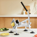 VEVOR Commercial Vegetable Slicer, 3/8 inch Fruit Slicer, Stainless Steel and Aluminum Alloy Vegetable Cutter Slicer Machine, Manual Slicer with Non-slip Feet, for Radishes, Onions, Potatoes, Lemons - Low Angle