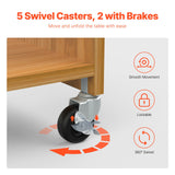 VEVOR Folding Sewing Table with Lockable Wheels Shelves Trays Door Wood Color - Top-Down View