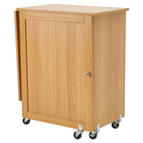 VEVOR Folding Sewing Table with Lockable Wheels Shelves Trays Door Wood Color