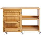 VEVOR Folding Sewing Table with Lockable Wheels Shelves Trays Door Wood Color - Extra Image