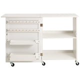 VEVOR Folding Sewing Table with Lockable Wheels Storage Shelves Trays Door White - Extra Image