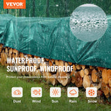 VEVOR PVC Waterproof Tarp, 16.5 x 29.5 ft Heavy Duty PVC Tarpaulin, Tear-Proof and Weather-Proof, with Grommets and Reinforced Edges for Canopy Boat RV Tent Shelter Trailer Truck Cover, Green - Front View