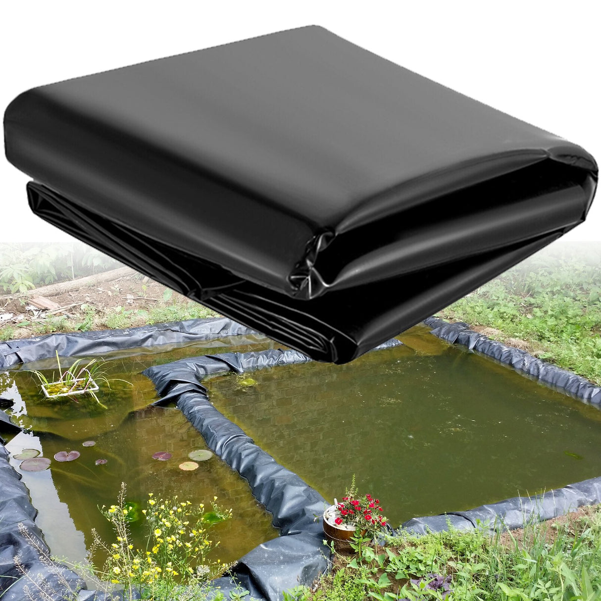 VEVOR LLDPE Pond Liner 15x20 ft, Pond Liner 20 Mil, Fish Pond Liners for Waterfall, Pond and Fish Po