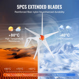 VEVOR 500W Wind Turbine Generator, 12V Wind Turbine Kit, 5-Blade Wind Power Generator with MPPT Controller, Adjustable Windward Direction & 2.5m/s Start Wind Speed, Suitable for Home, Farm, RVs, Boats - Rear View